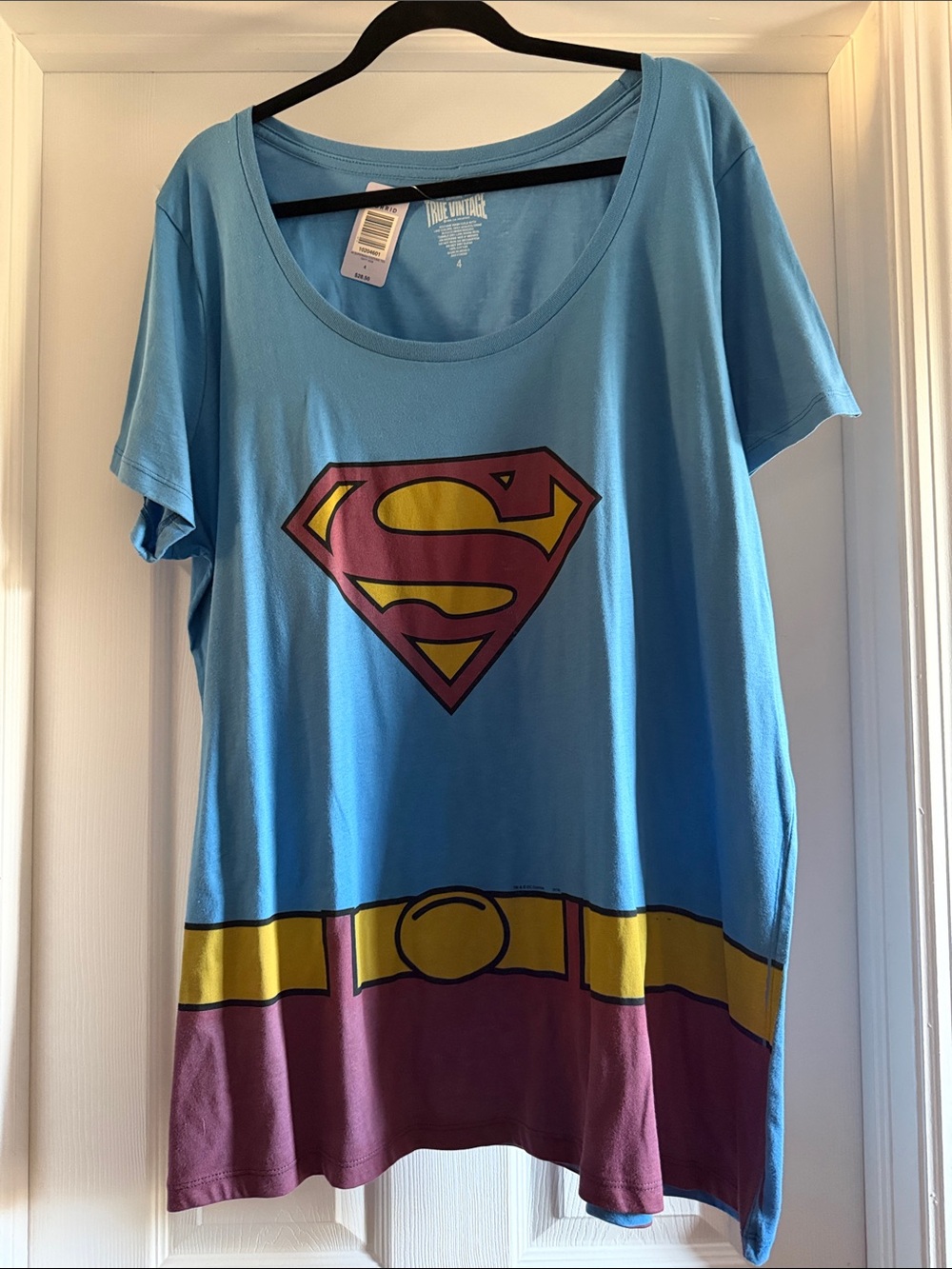torrid Blue Superman Scoop Neck Graphic Tee with Yellow & Maroon Accents